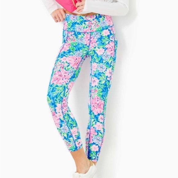 NWOT Lilly Pulitzer Luxletic Weekender High Rise Midi Legging Spring In Your Ste - Picture 1 of 5